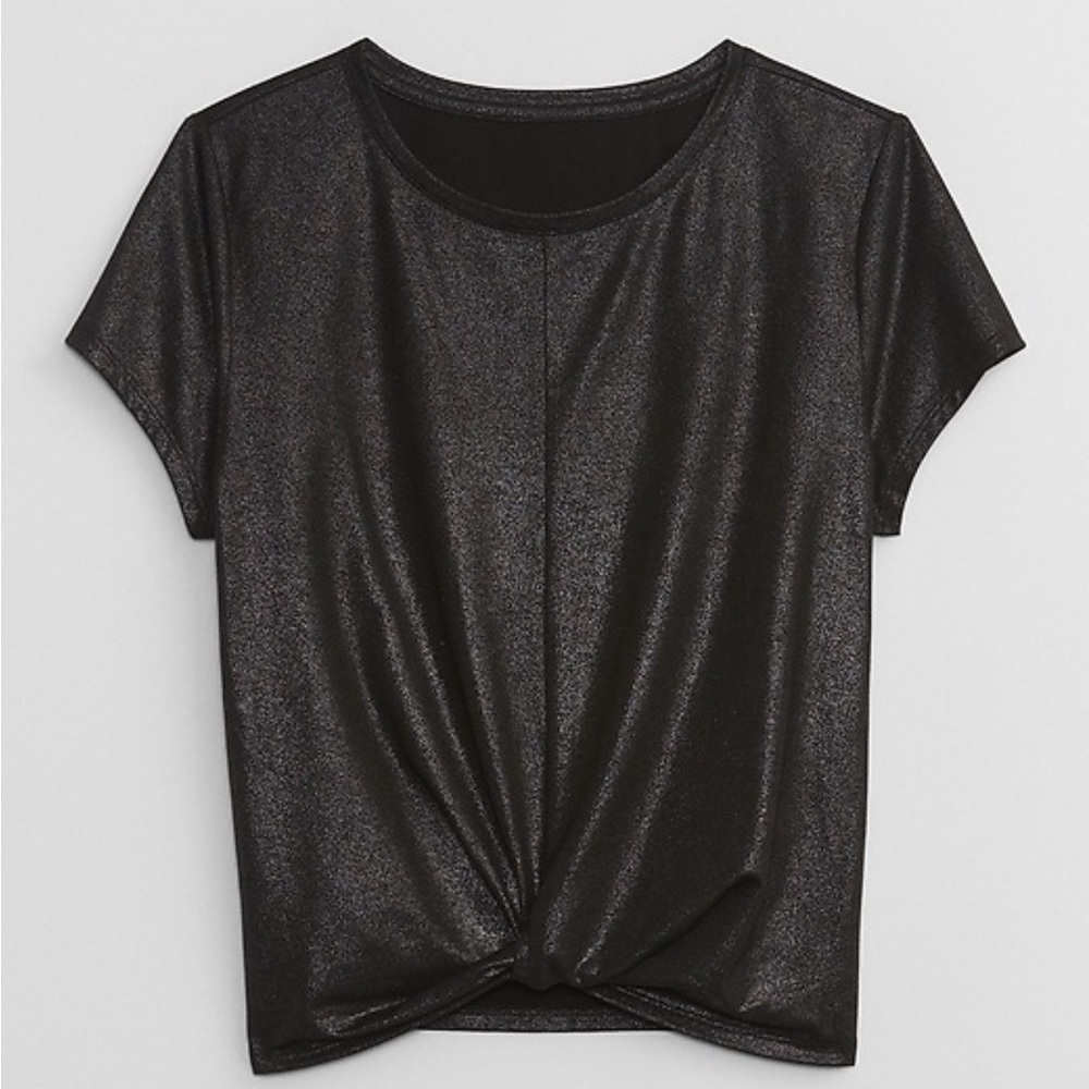 GapFit Black Shimmer Knot Front Top - Picture 9 of 9